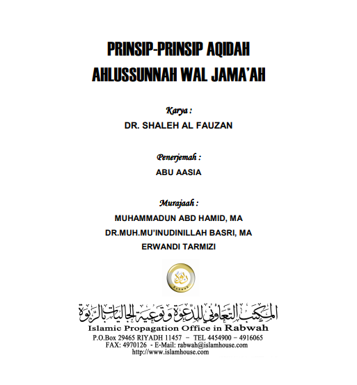 Prinsip-Prinsip Aqidah Ahlussunnah Wal Jamaah